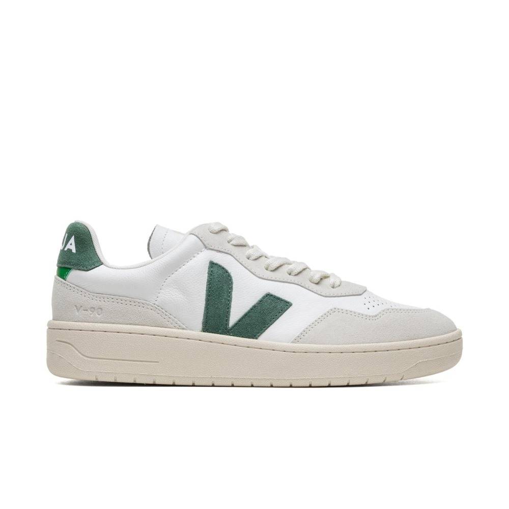 VEJA V-90 ORGANIC LEATHER RETRO SNEAKERS