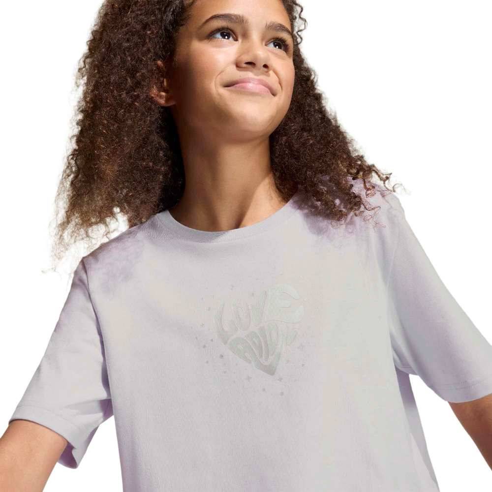 ADIDAS GIRLS EVERYDAY GLAM CROPPED GRAPHIC T-SHIRT