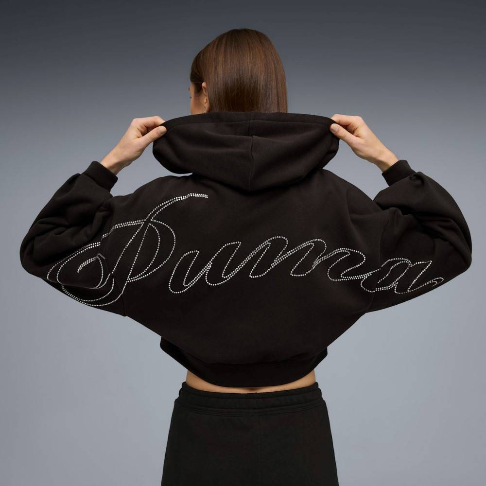 PUMA ESSENTIALS GRAPHIC BEDAZZLED FZ HOODIE TR