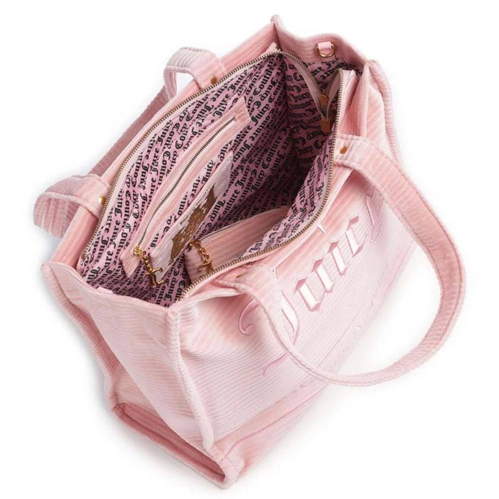 JUICY COUTURE IRIS VELVET STRIPES LARGE SHOPPING BAG