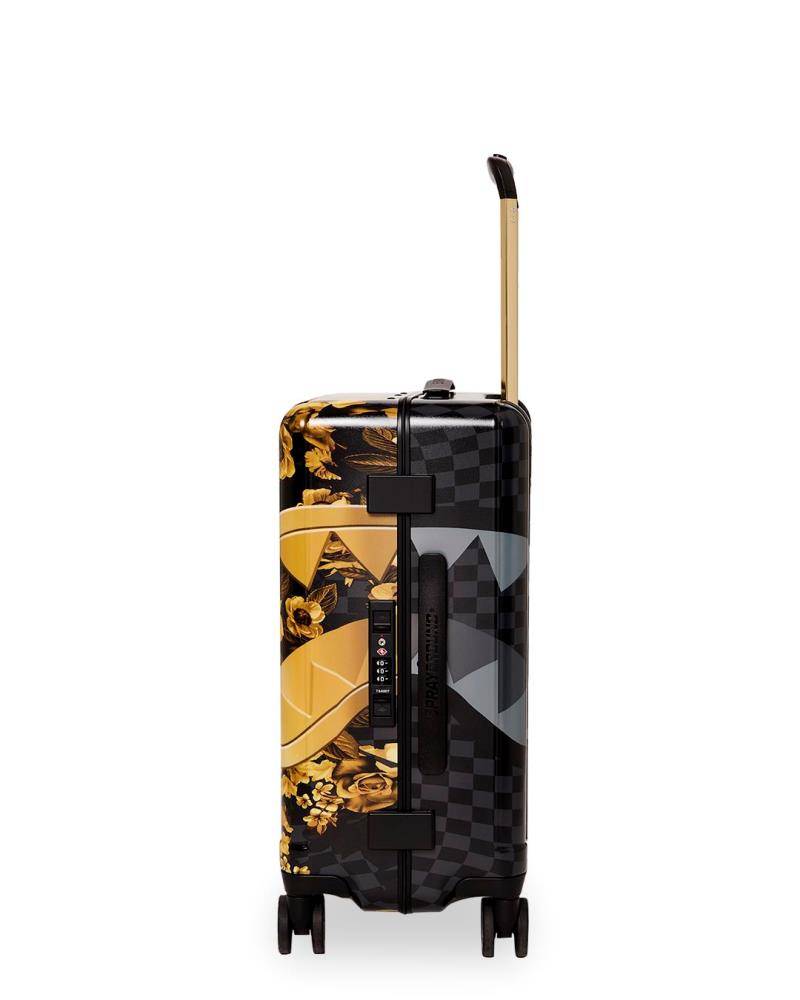 SPRAYGROUND GOLD FLORAL RMX CARRY-ON HARD LUGGAGE