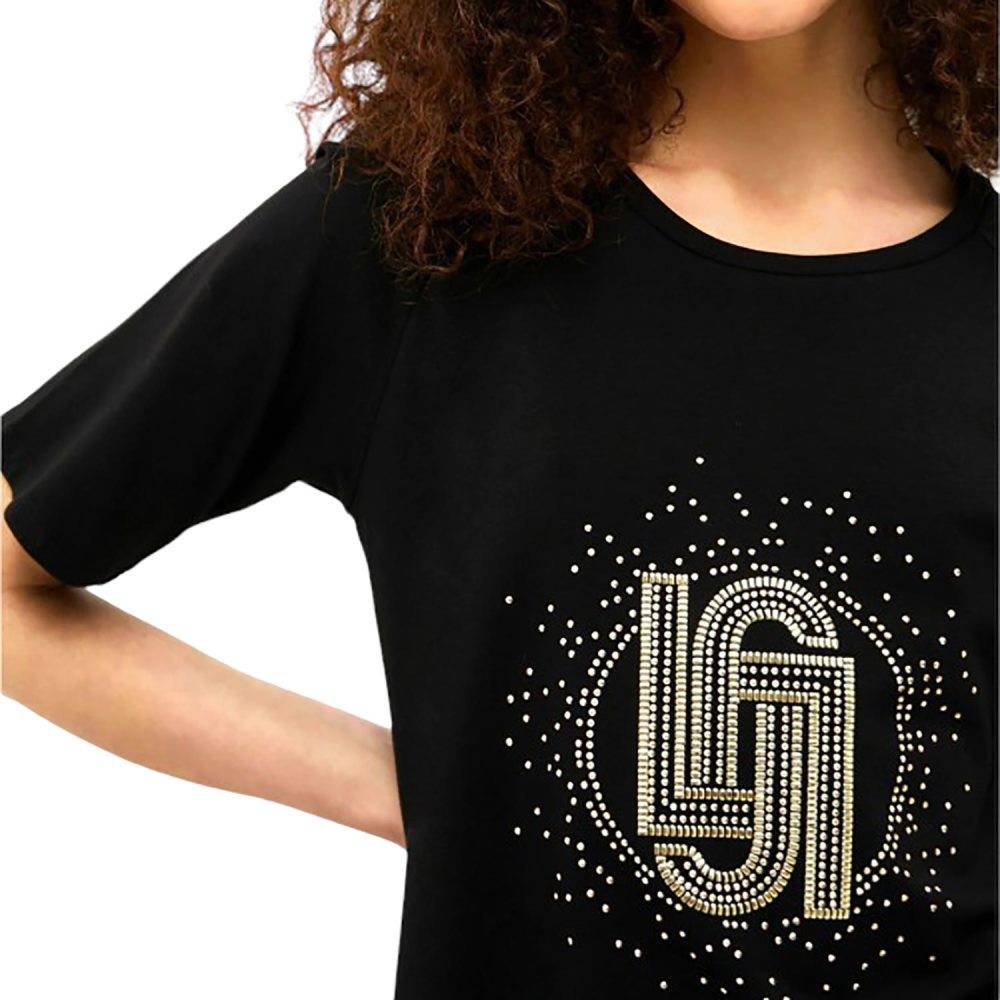 LIU JO ECO FRIENDLY T-SHIRT WITH APPLIQUE GEMSTONES