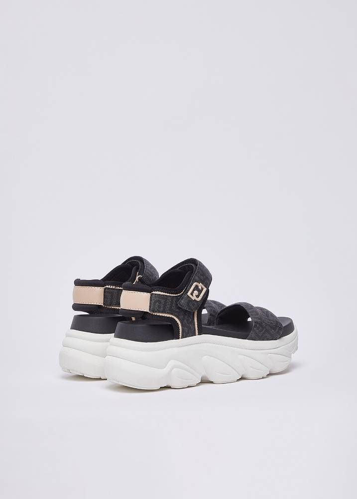 LIU JO STEFFY SANDAL 01 - CHUNKY SANDAL MONOGRAM SAFFIANO