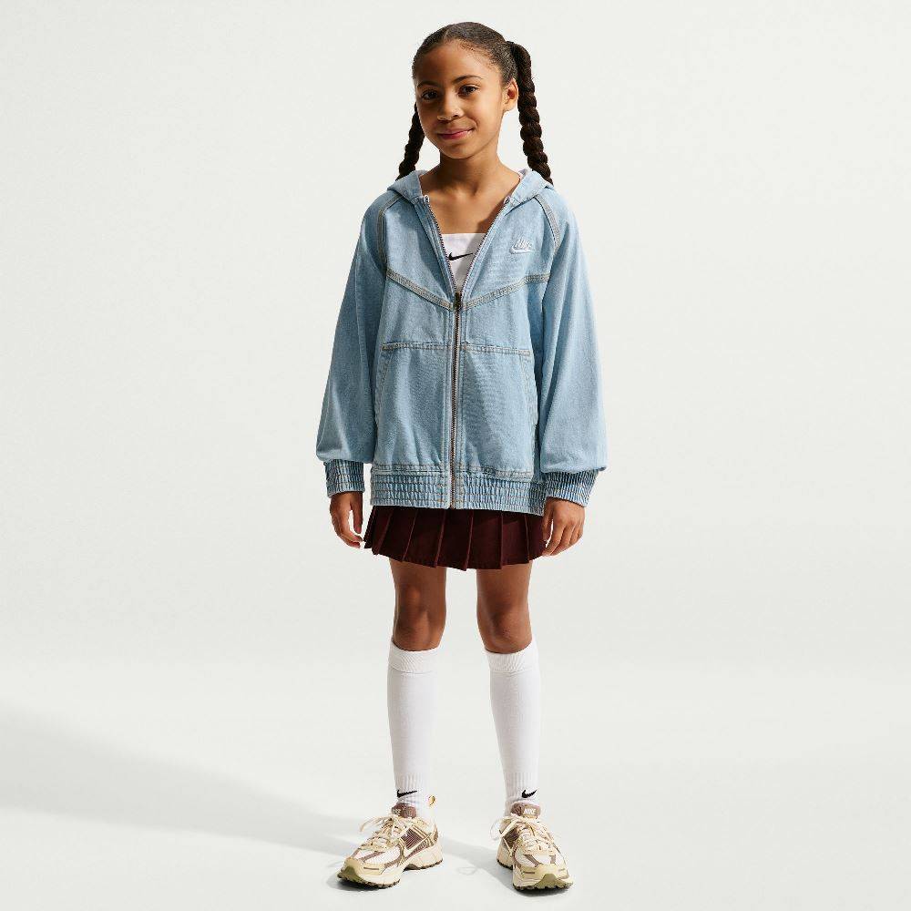NIKE KIDS FULL-ZIP HOODED DENIM JACKET