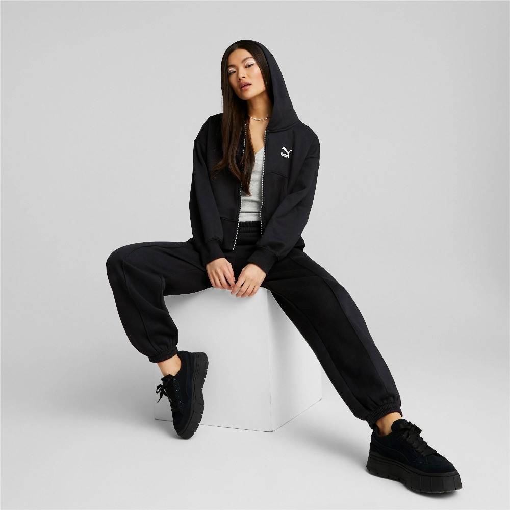 PUMA CLASSICS OVERSIZED FLEECE FULL-ZIP HOODIE