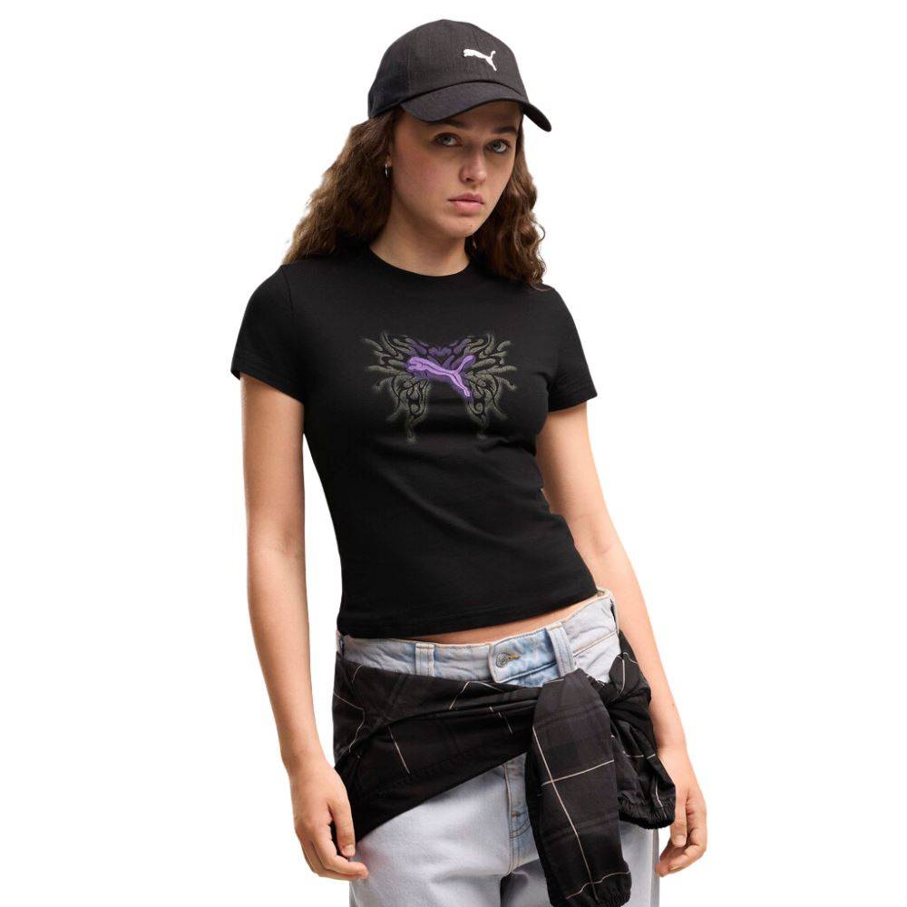 PUMA STREET GLAM SLIM SHORT GRAPHIC TEE