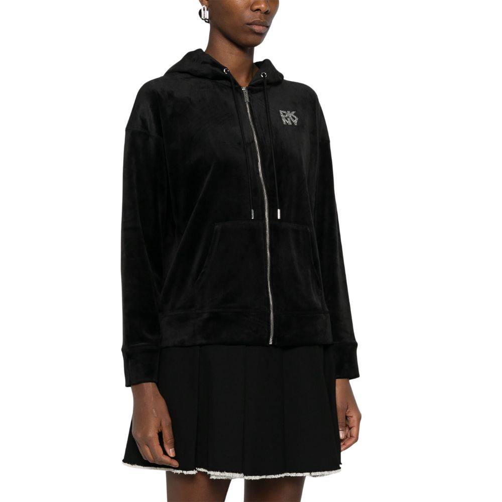DKNY RHINESTONE LOGO FULL ZIP HOODIE