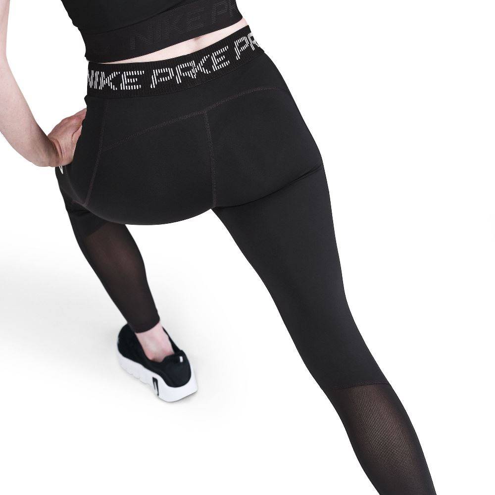 NIKE PRO MID-RISE 7/8 MESH PANEL GRAPHIC LEGGINGS