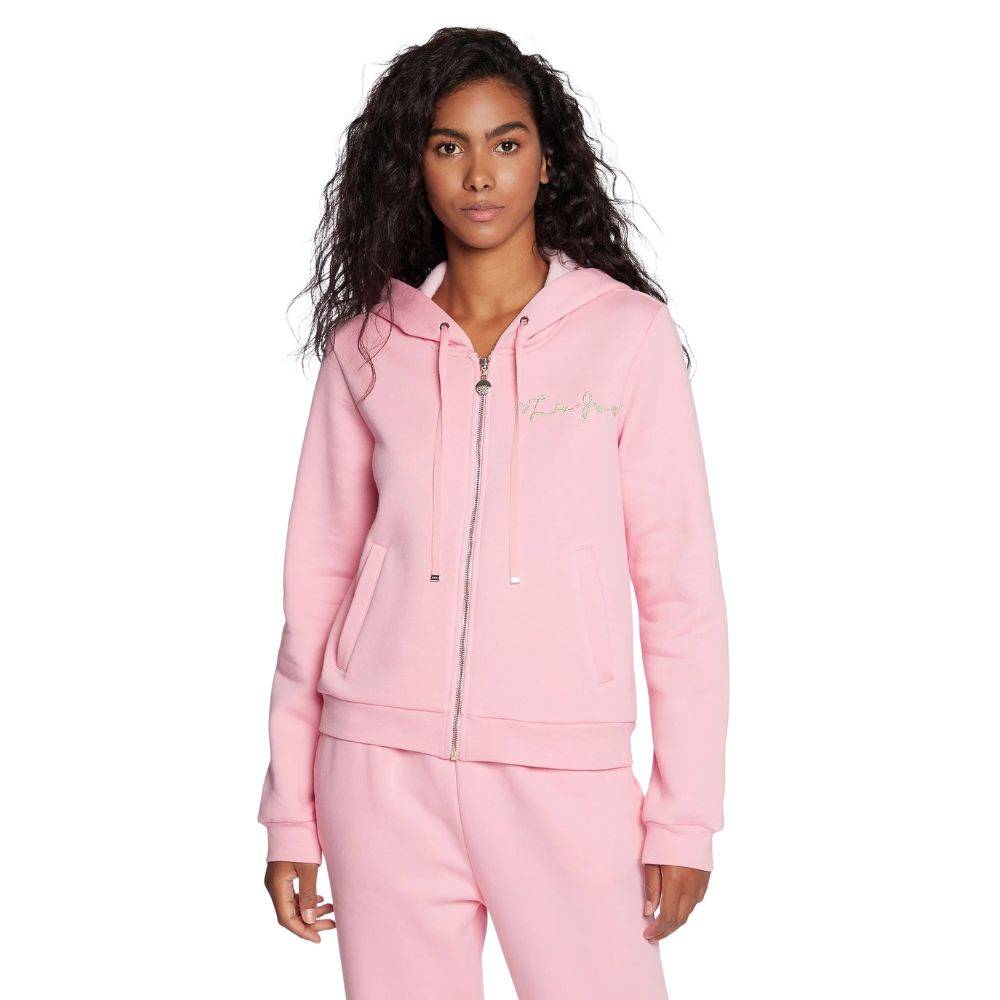 LIU JO ZIP HOODIE WITH GOLD EMBROIDERY