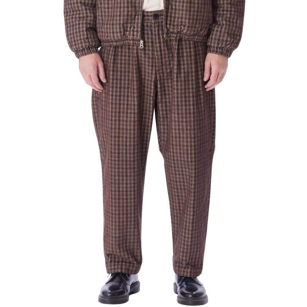 OBEY FUBAR PLEATED PLAID CORD PANT