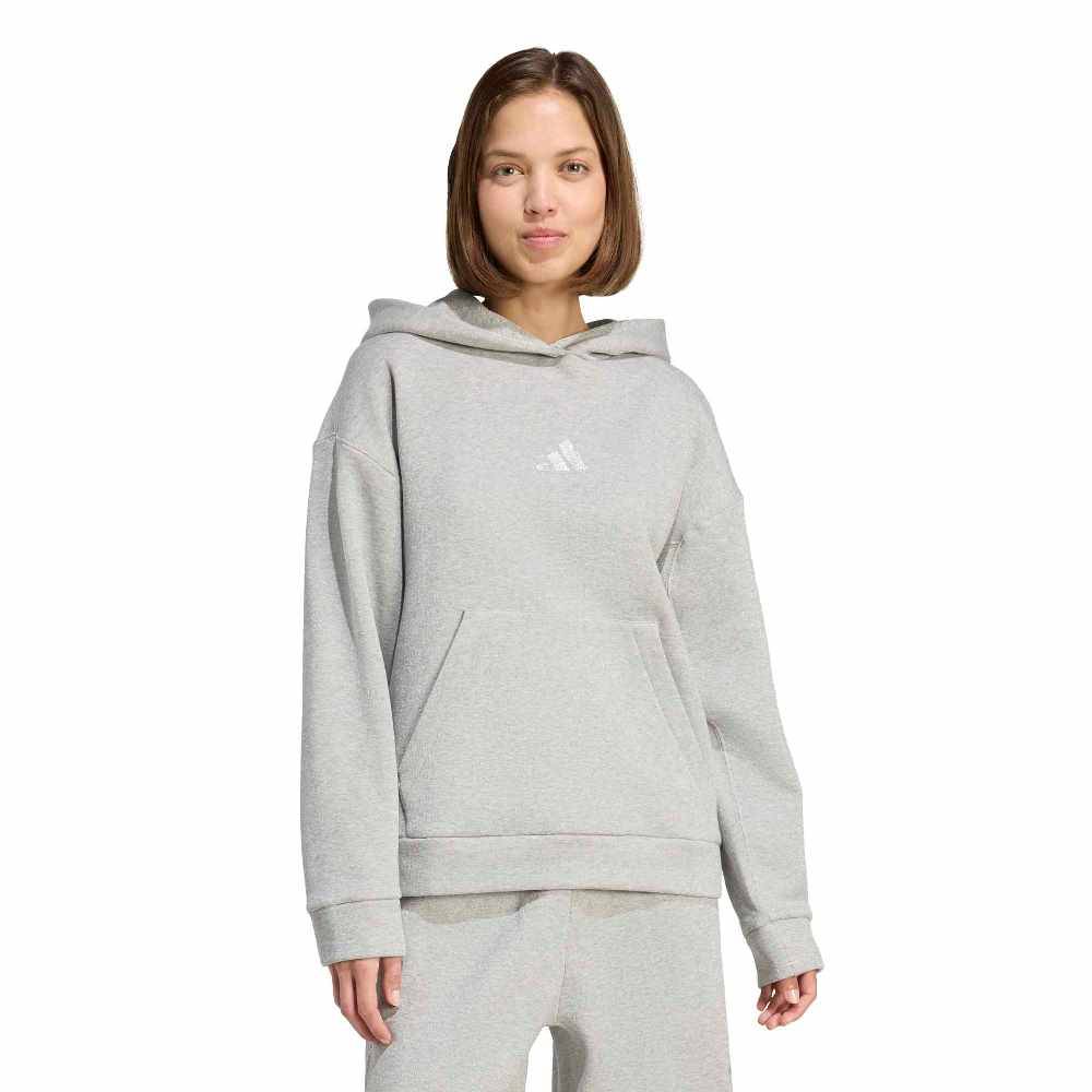 ADIDAS ALL SZN HOLIDAY GLITTER FLEECE LOOSE HOODIE