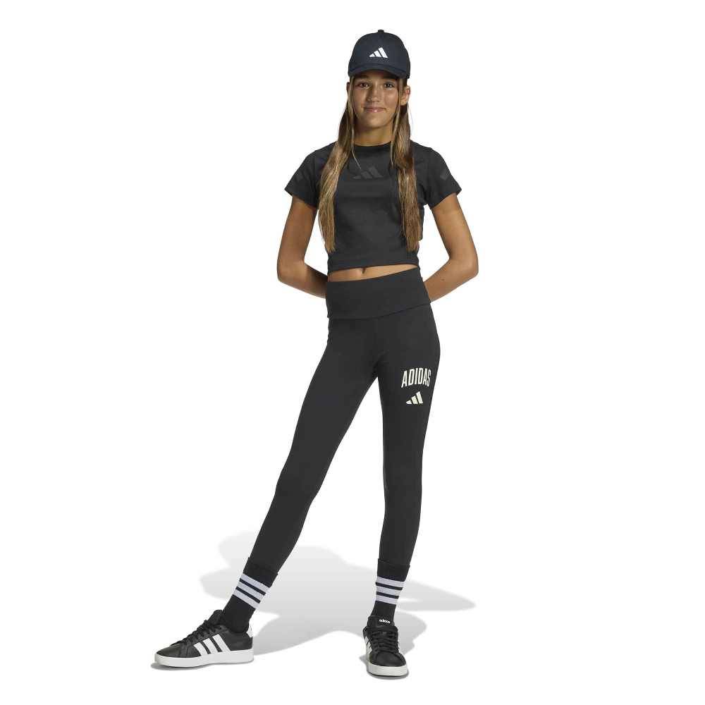 ADIDAS GIRLS SEASONALS COLLEGIATE TYPOGRAPHY LEGGINGS