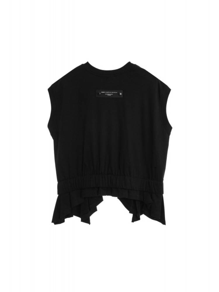 MWM BLACK SLEEVELESS TOP DOUBLE FABRIC DETAIL