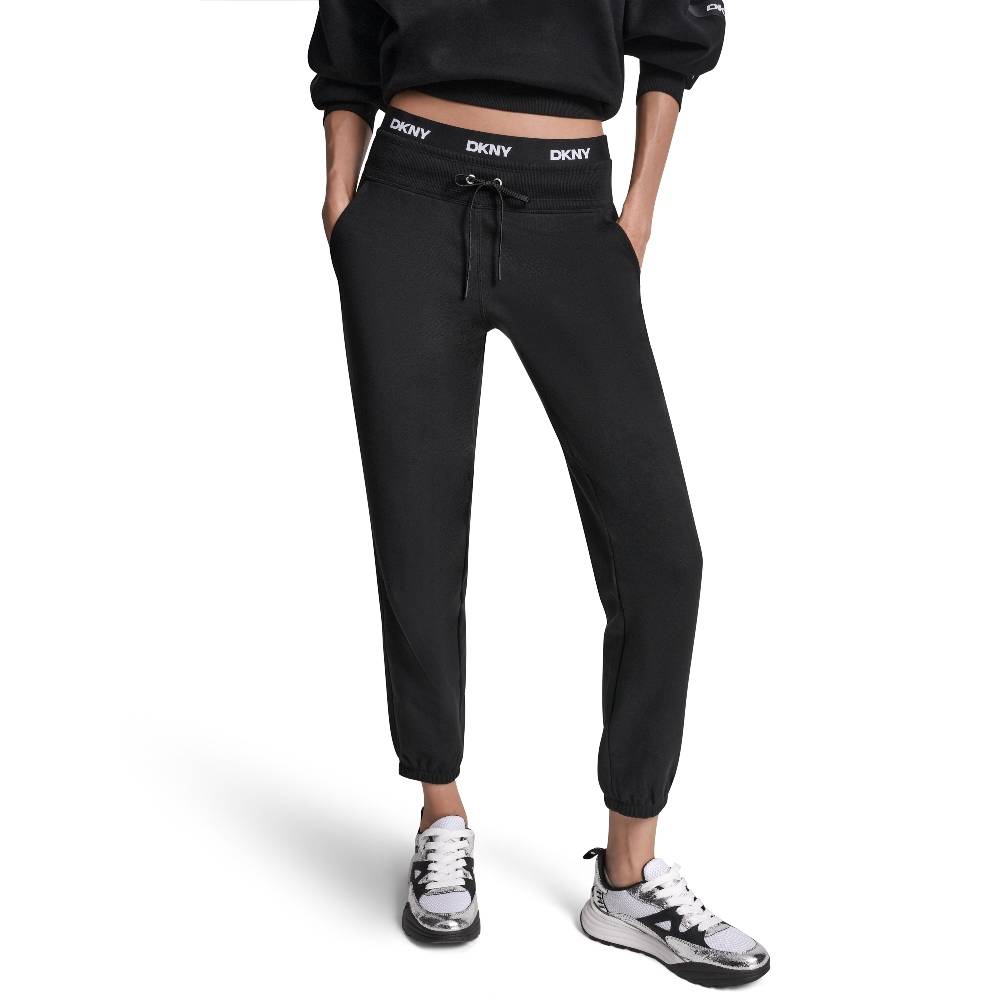 DKNY HIGH-RISE LOGO WAIST SLIM JOGGER