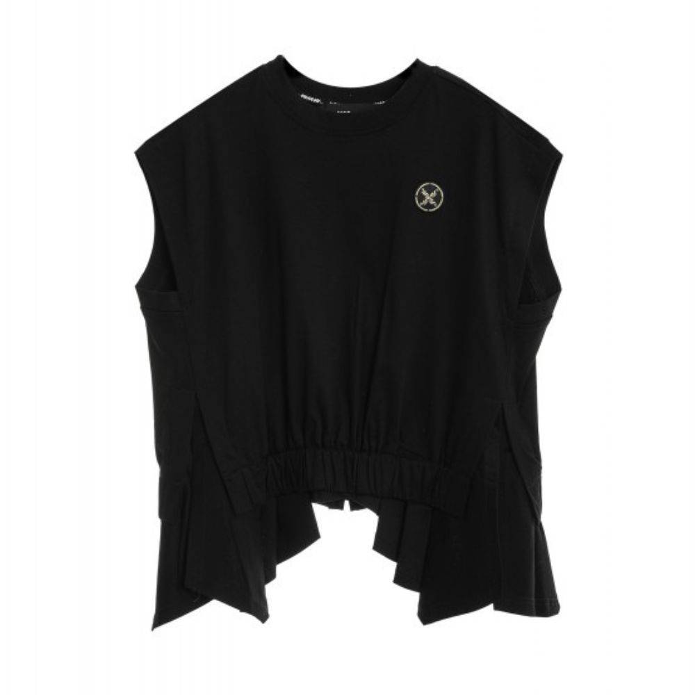 MWM BLACK SLEEVELESS TOP DOUBLE FABRIC DETAIL