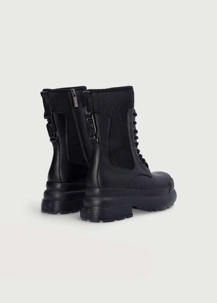 LIU JO AMY 06 - COMBAT BOOTS WITH PLEATS