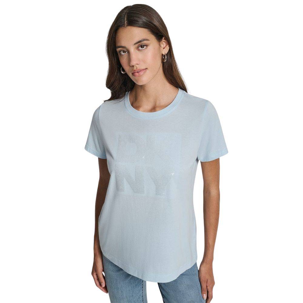 DKNY SEQUIN LOGO CREW NECK TEE