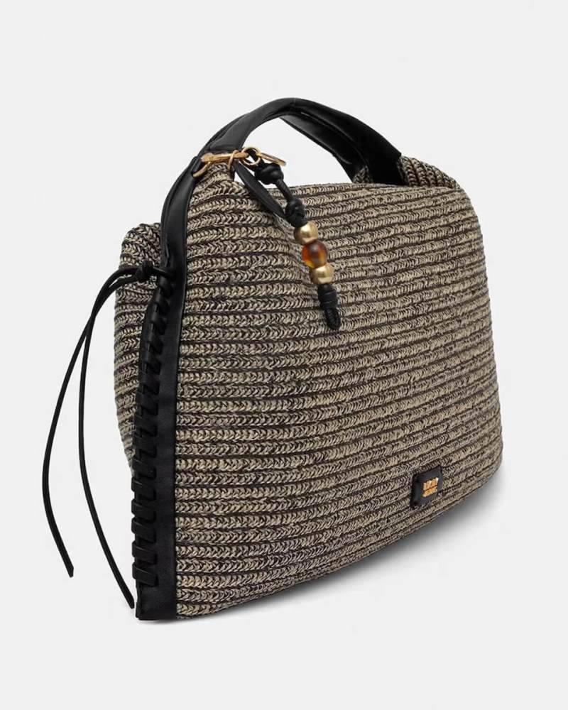 DKNY ROCCO LARGE HOBO CROCHET RAFFIA BAG