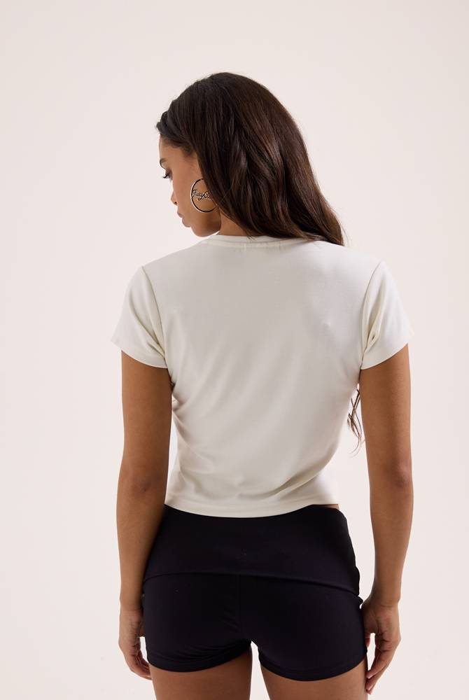 JUICY COUTURE CAPPED SLEEVE V NECK TSHIRT