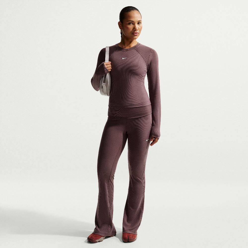NIKE WOMENS CHILL KNIT MID-RISE TIGHT RIBBED PANT