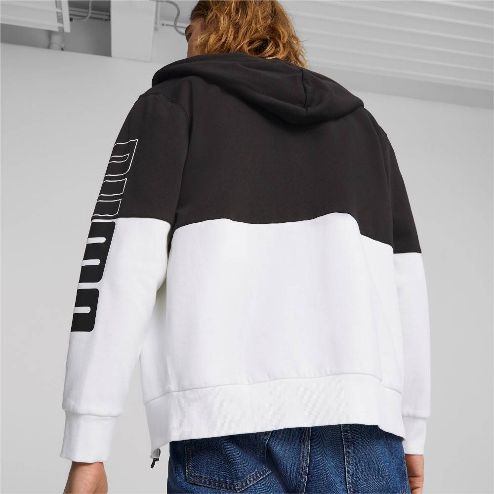 PUMA POWER COLORBLOCK FULL-ZIP FLEECE HOODIE