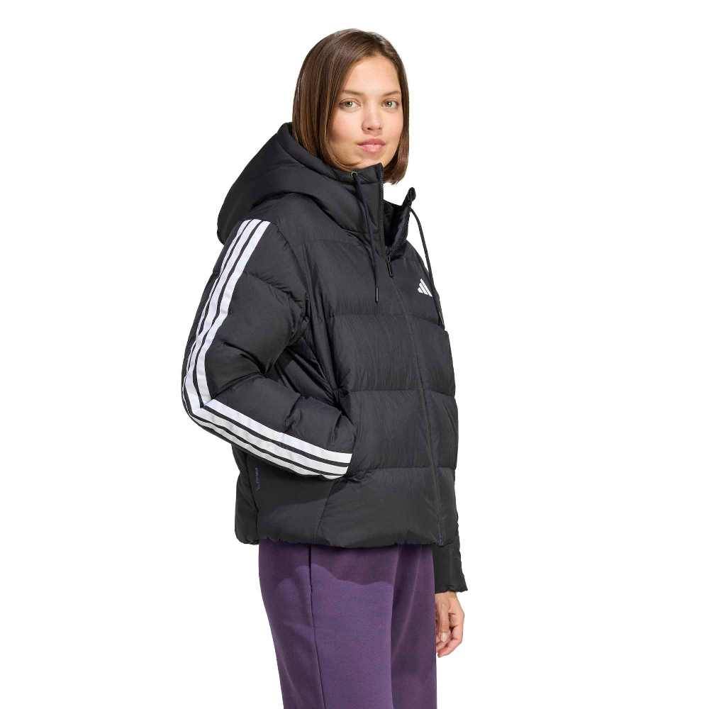ADIDAS ESSENTIALS CLIMAWARM 3 STRIPES PUFFER DOWN HOODED JACKETS