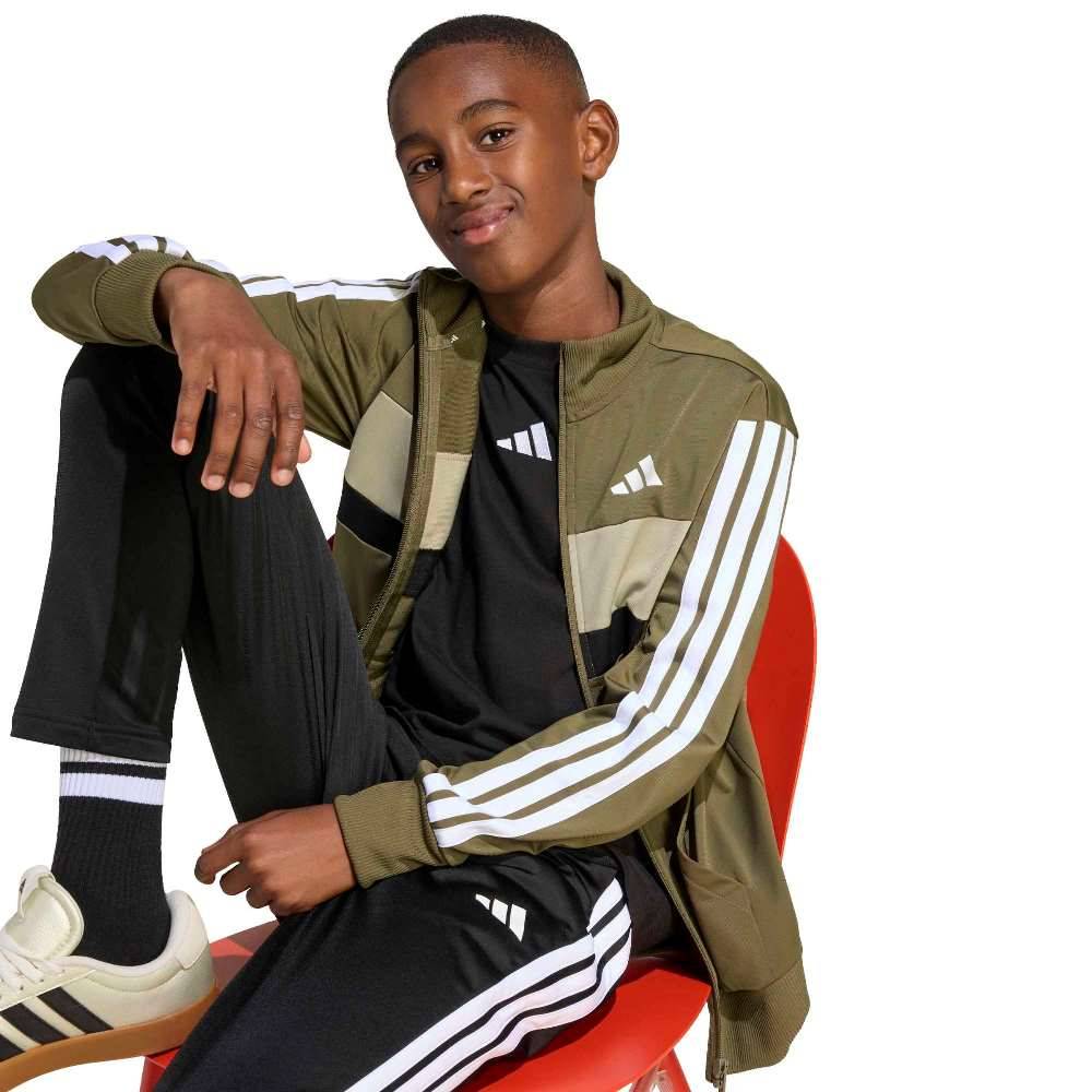 ADIDAS YOUTH SEASONAL ESSENTIALS TIBERIO 3 STRIPES TRICOT TRACKSUIT