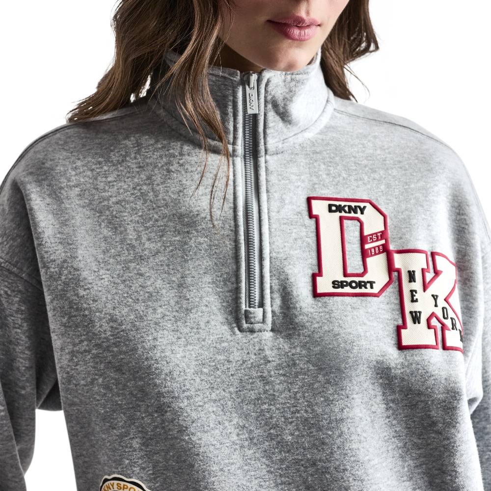 DKNY CAMPUS PATCH OVERSIZED QUARTER-ZIP