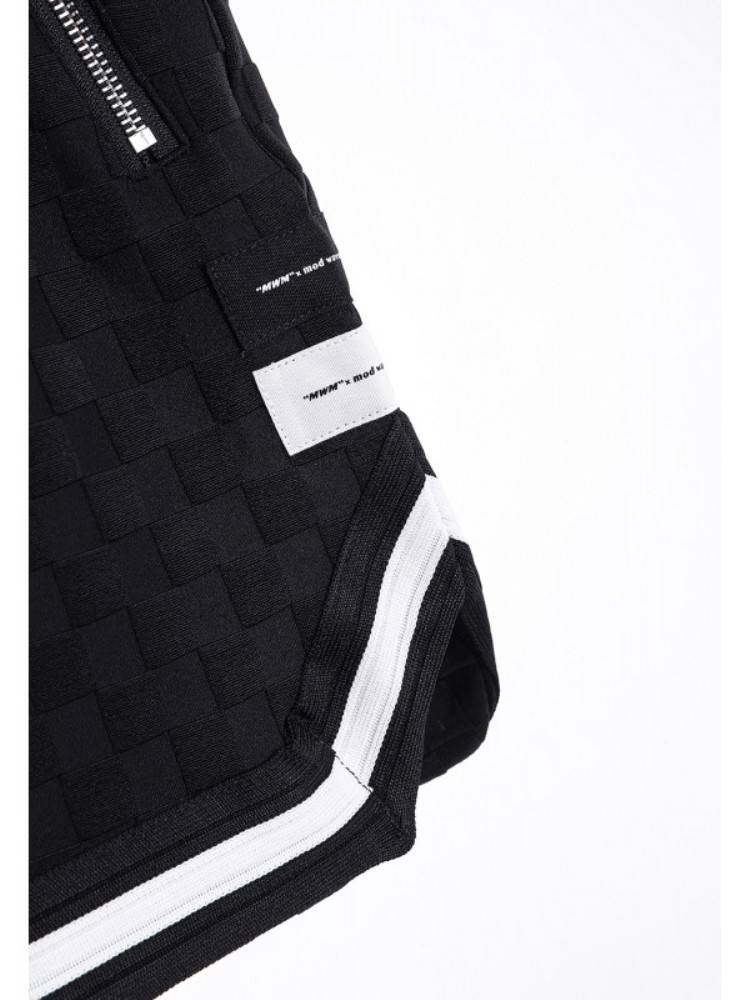 MWM BLACK SQUARE PATTERN SOFT FABRIC SHORTS