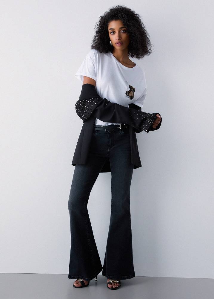 LIU JO T-SHIRT WITH EMBROIDERED PATCH
