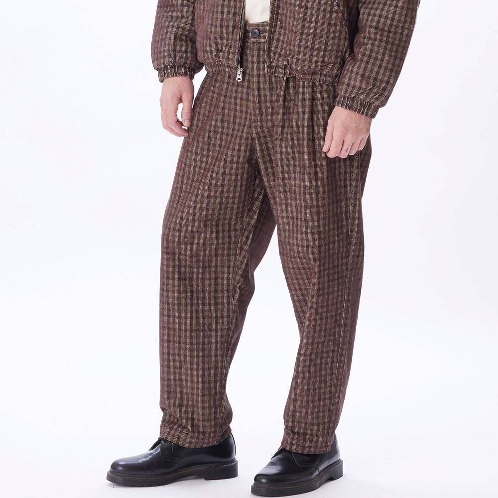 OBEY FUBAR PLEATED PLAID CORD PANT