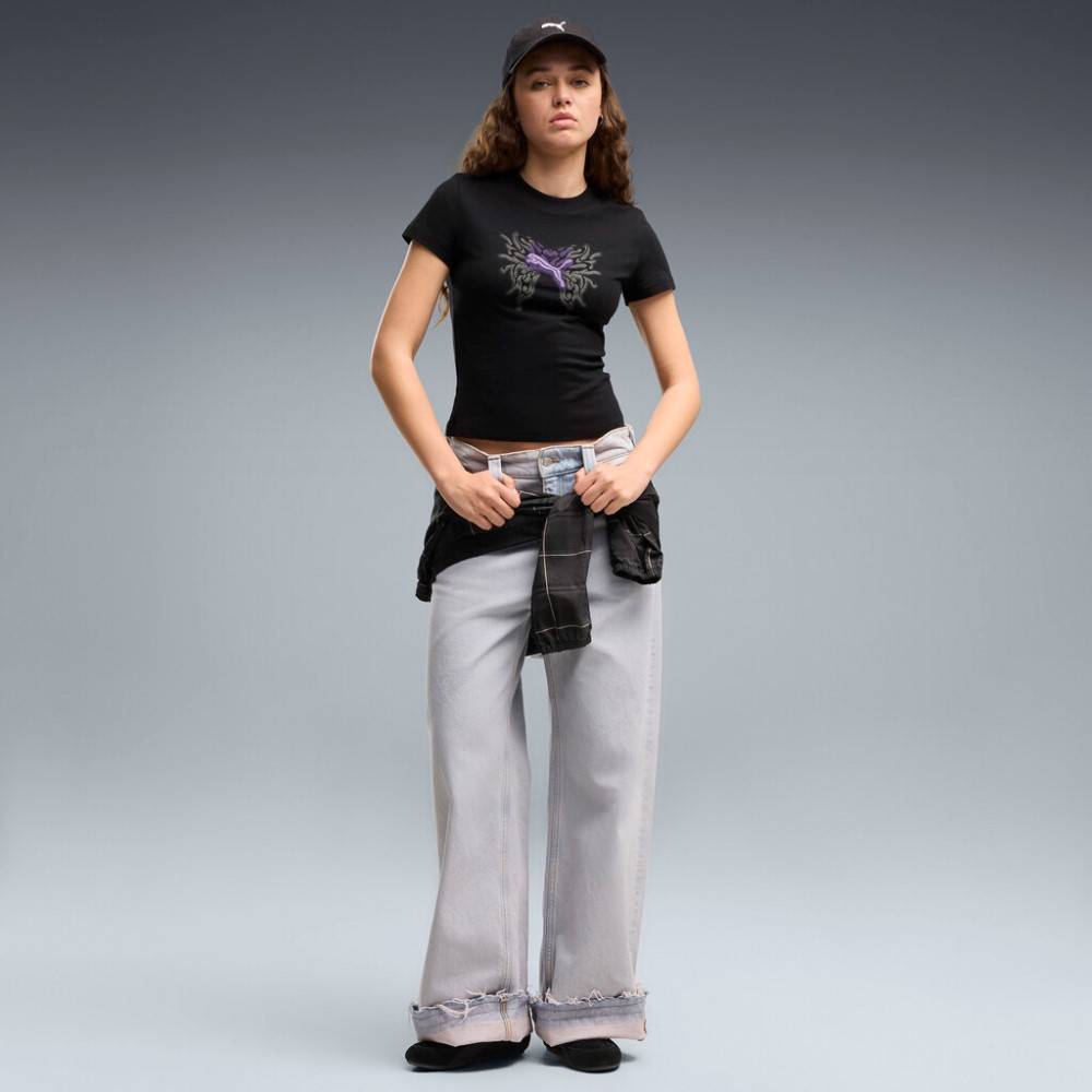 PUMA STREET GLAM SLIM SHORT GRAPHIC TEE