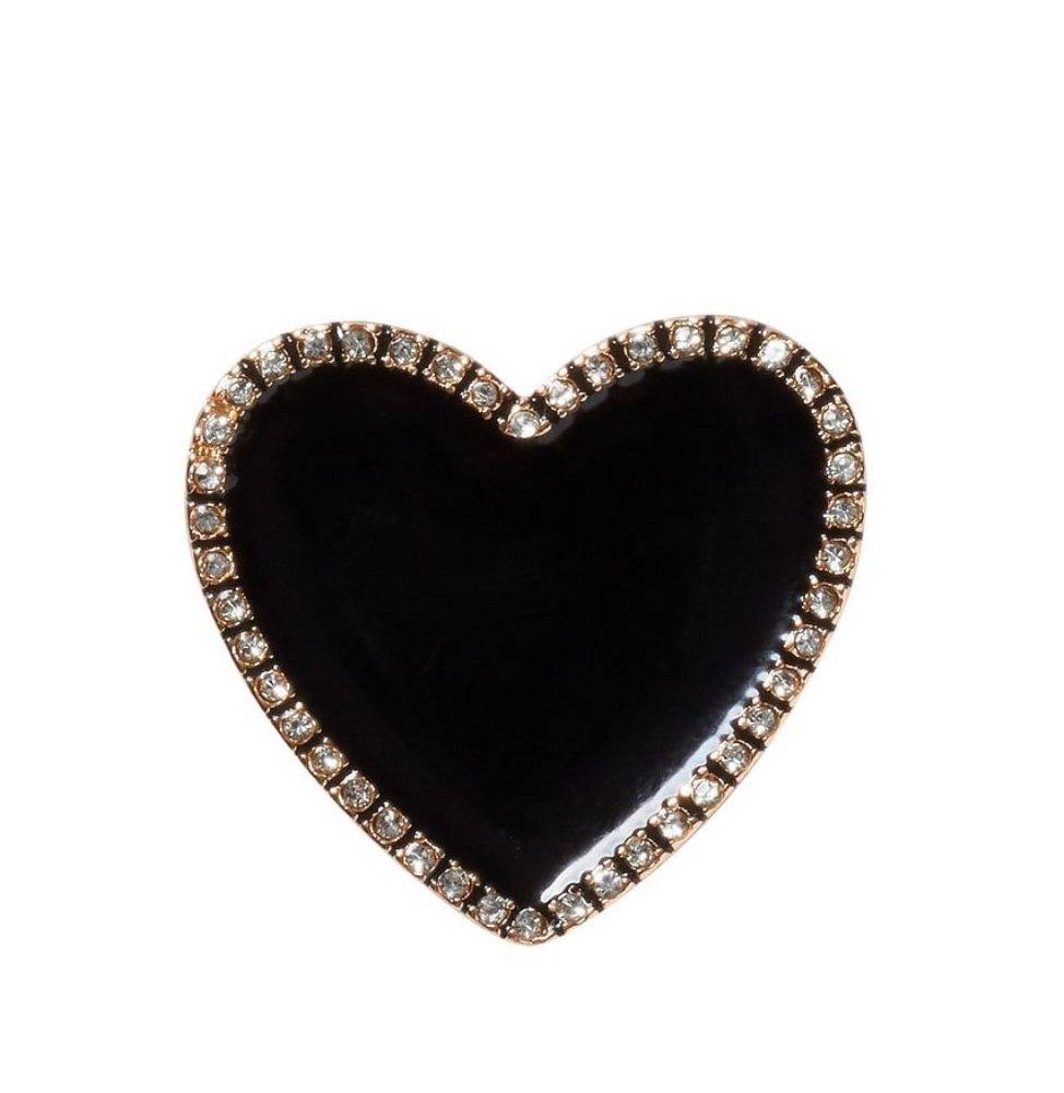 CROCS BLACK HEART WITH GOLD OUTLINE JIBBITZ