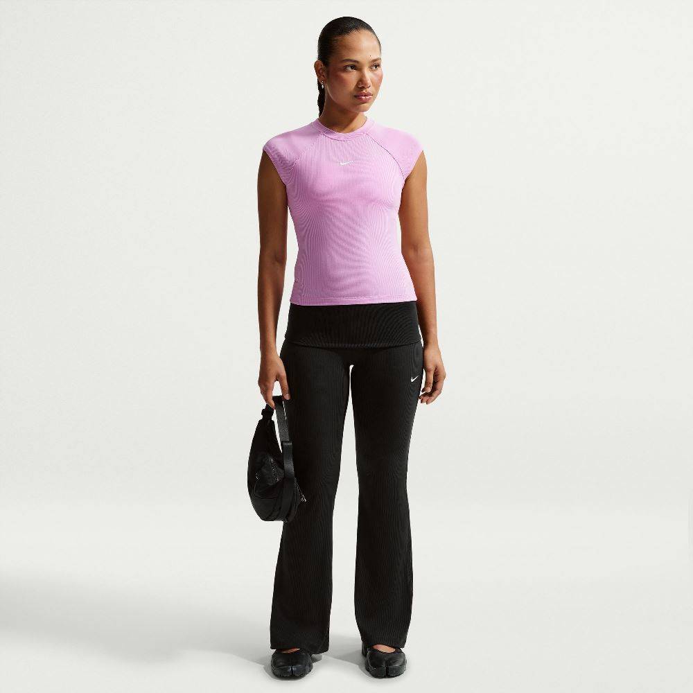NIKE WOMENS CHILL KNIT MID-RISE TIGHT RIBBED PANT