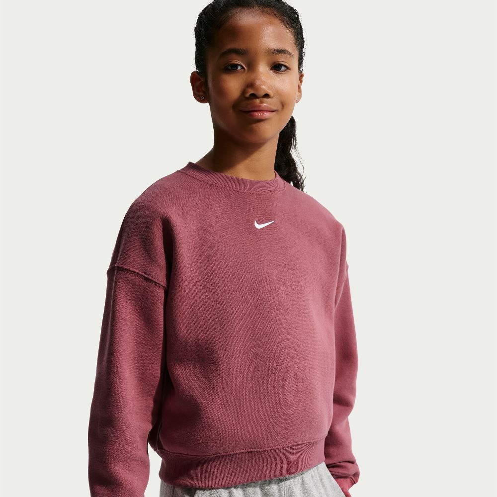 NIKE STUDIO GIRLS OVERSIZED FLEECE BOXY CREW