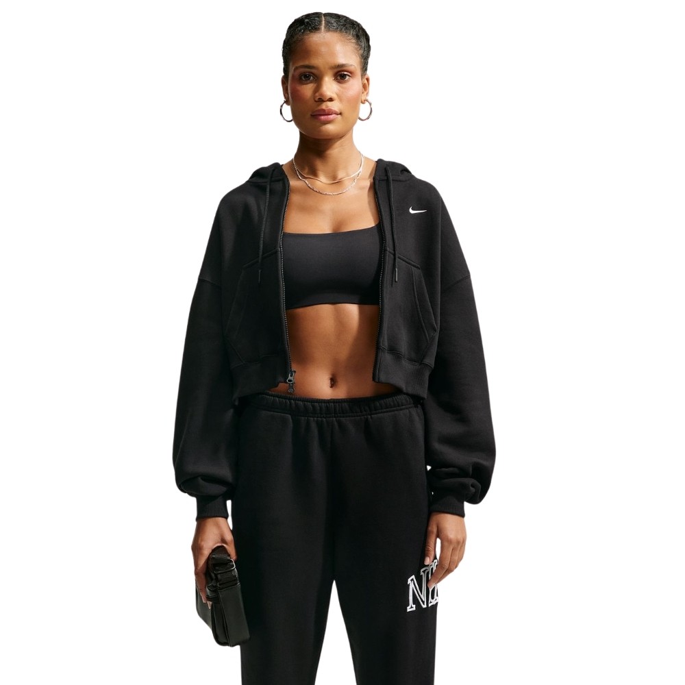 NIKE STUDIO FLEECE OVERSIZED CROPPED FULL-ZIP HOODIE