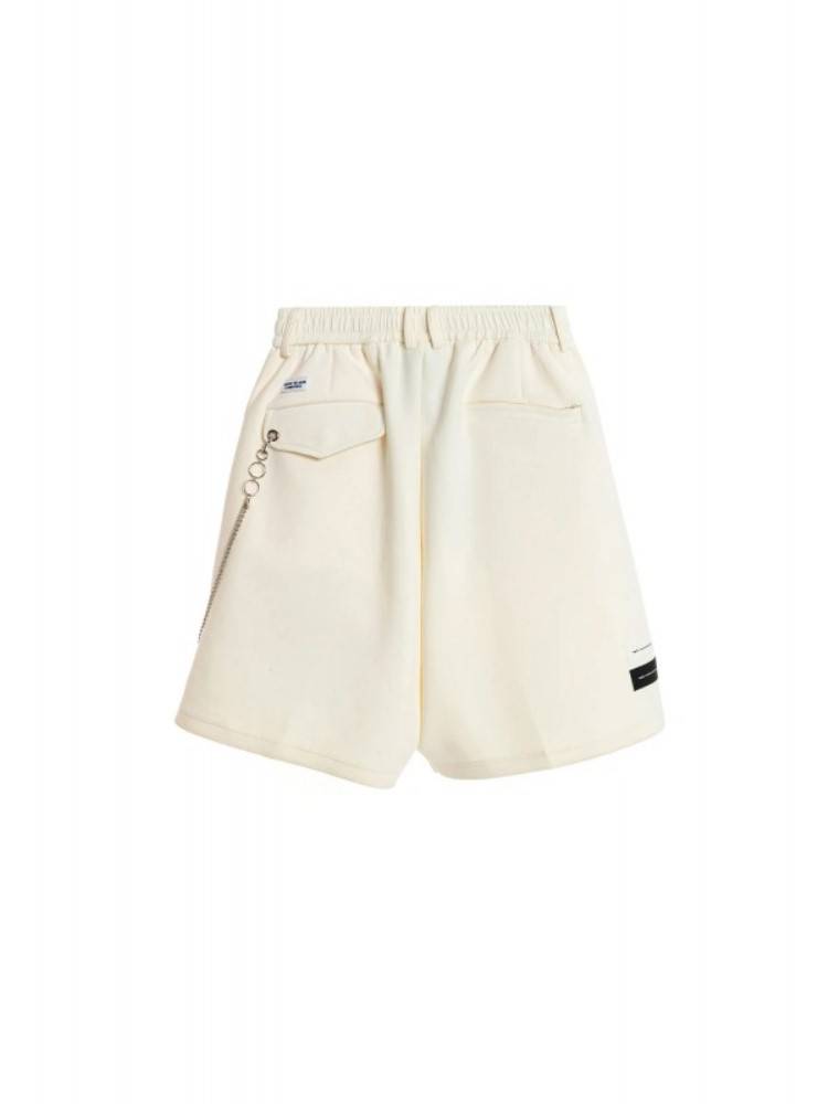 MWM BLACK KNIT SHORTS CHAIN DETAIL LOGO PATCHES
