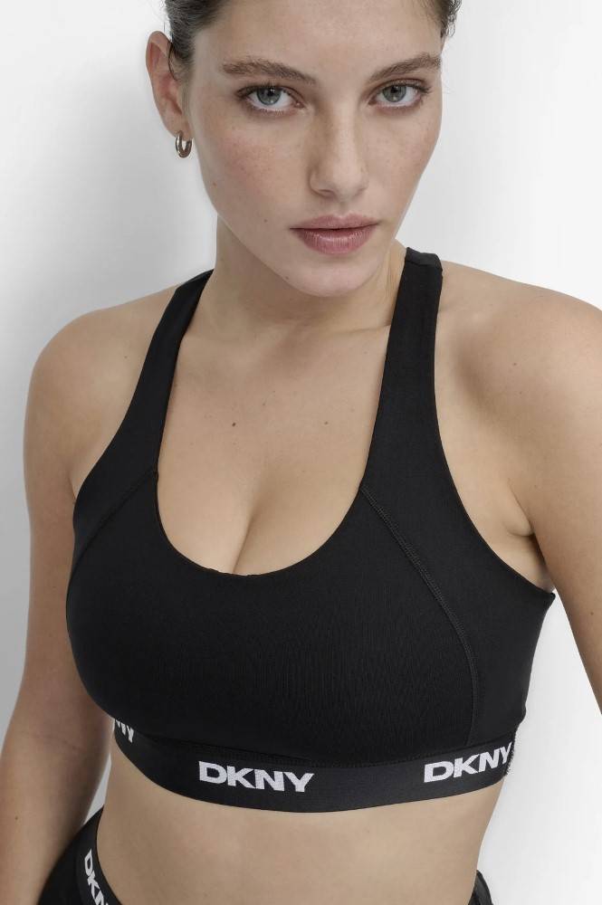 DKNY LOGO ELASTIC SCOOP NECK RACERBACK BRA