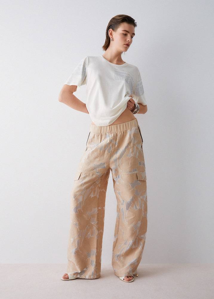 LIU JO ORGANZA JACQUARD TROUSERS