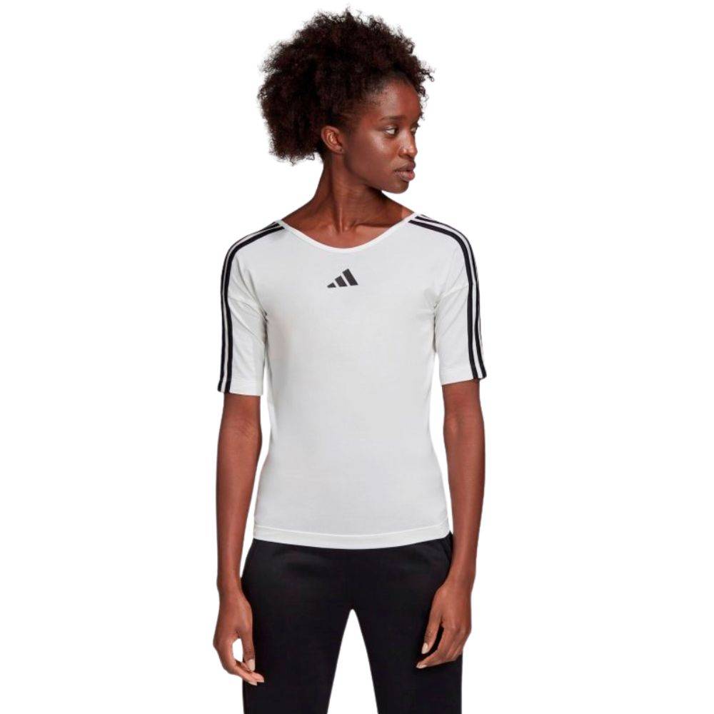 ADIDAS WOMENS OPEN BACK 3-STRIPES TEE
