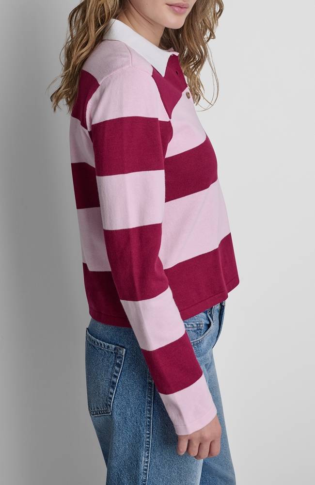 DKNY LONG SLEEVE STRIPE POLO