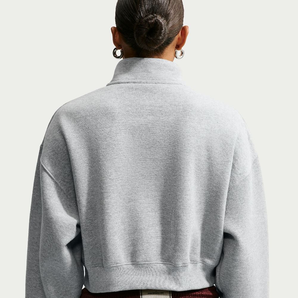 NIKE WOMENS STUDIO MEDIUM-WEIGHT 1/4 ZIP CROPPED TOP