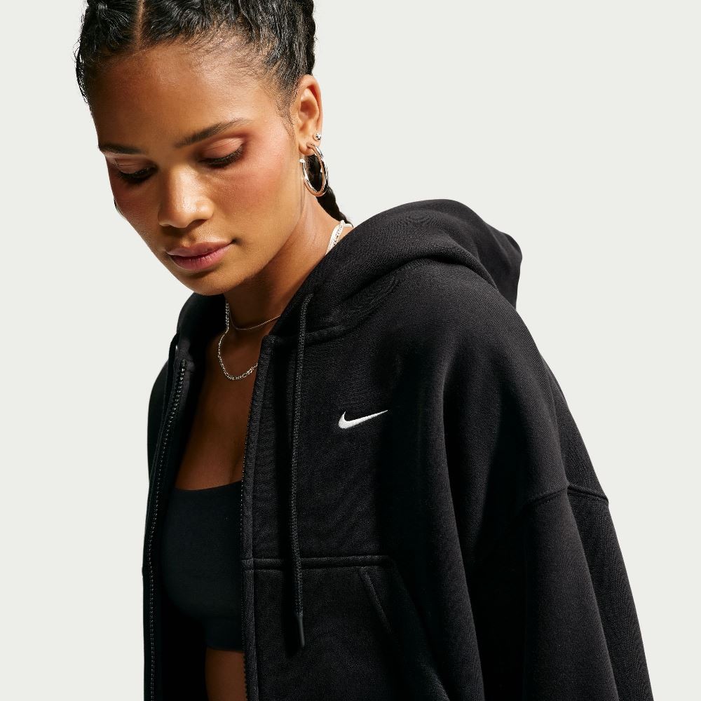 NIKE STUDIO FLEECE OVERSIZED CROPPED FULL-ZIP HOODIE