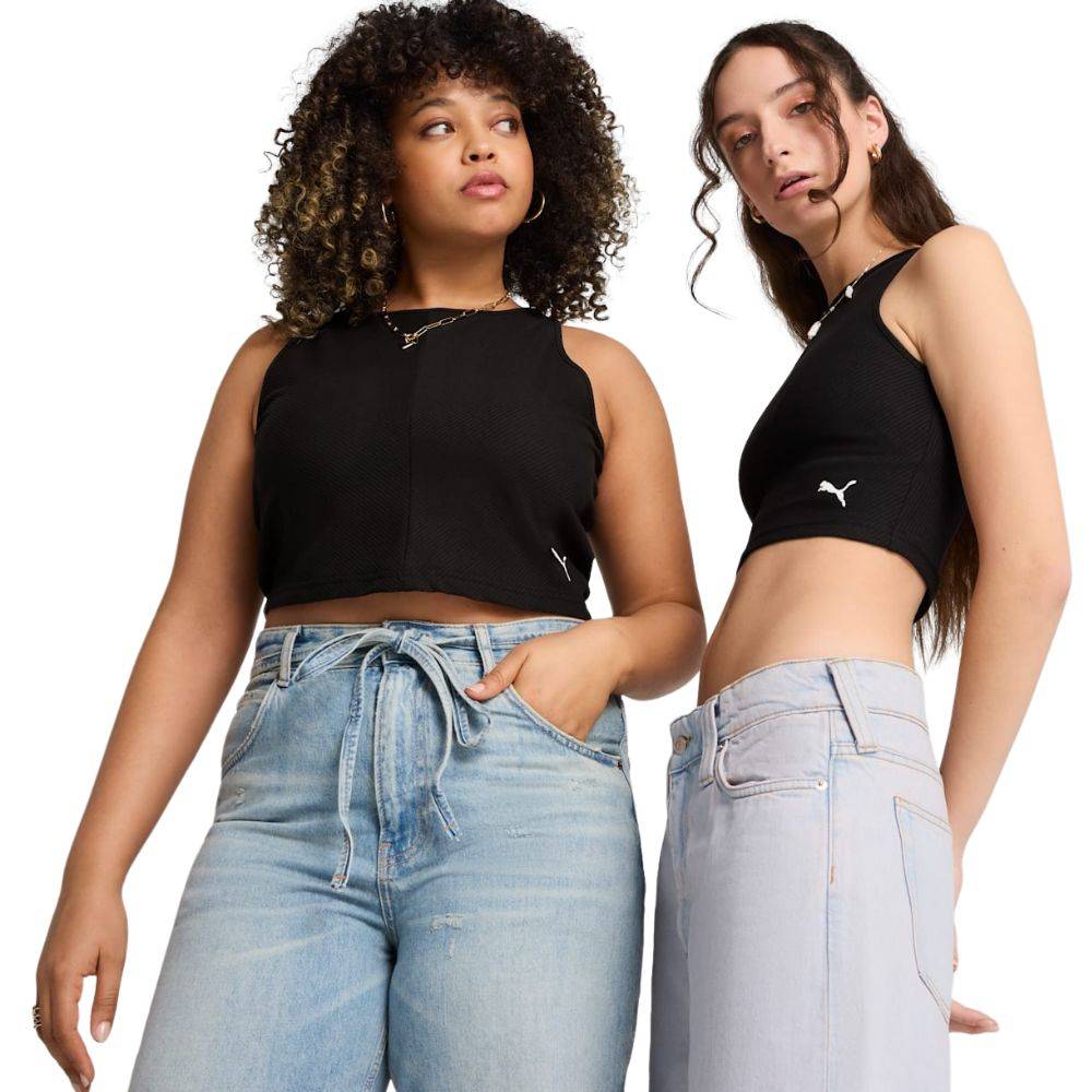 PUMA WARDROBE ESS RIBBED CROP TOP