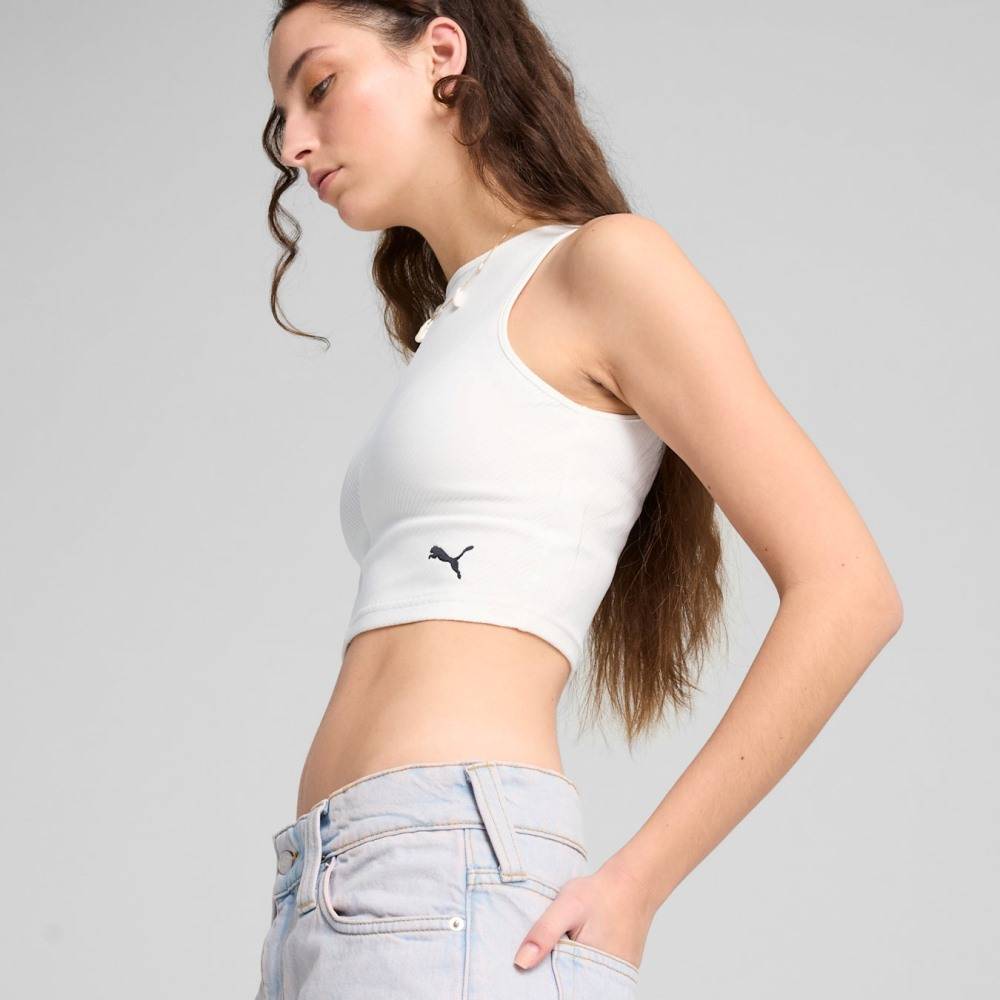 PUMA WARDROBE ESS RIBBED CROP TOP