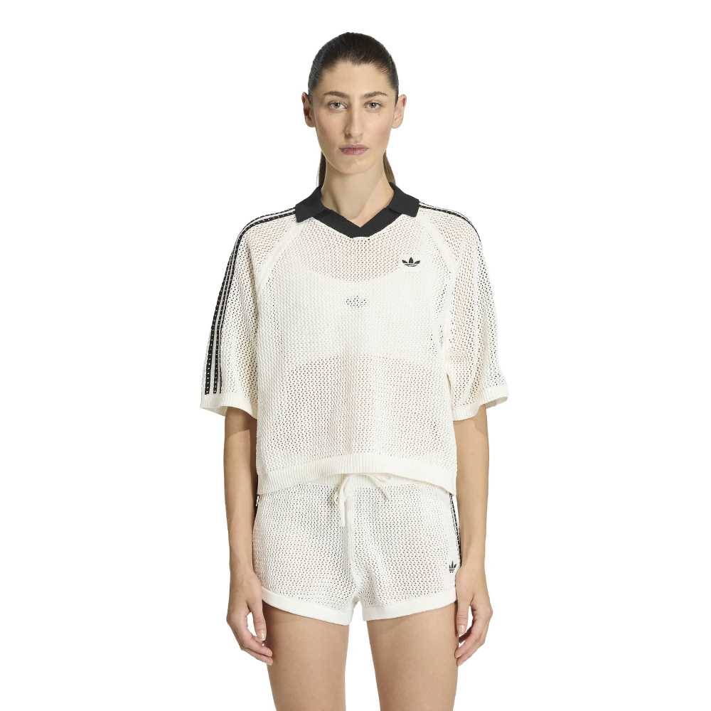 ADIDAS ORIGINALS KNITTED CROCHET POLO