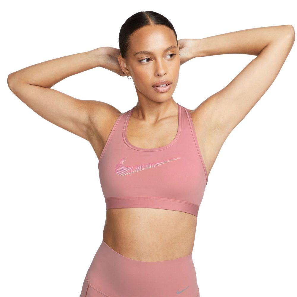 NIKE WOMENS SWSH MEDIUM-SUPPORT GFX PADDED BRA