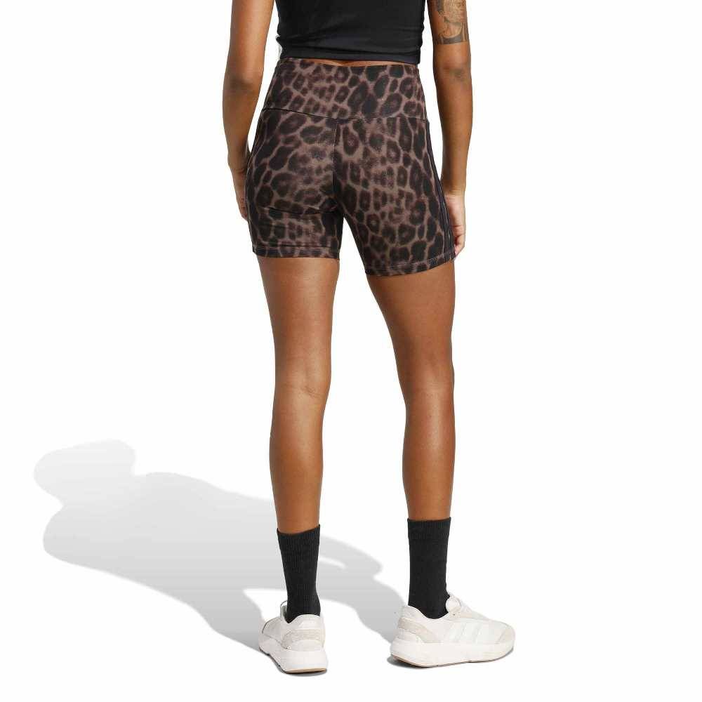 ADIDAS SEASONAL ESSENTIALS LEOPARD PRINT BIKER SHORTS WITH 3-STRIPES