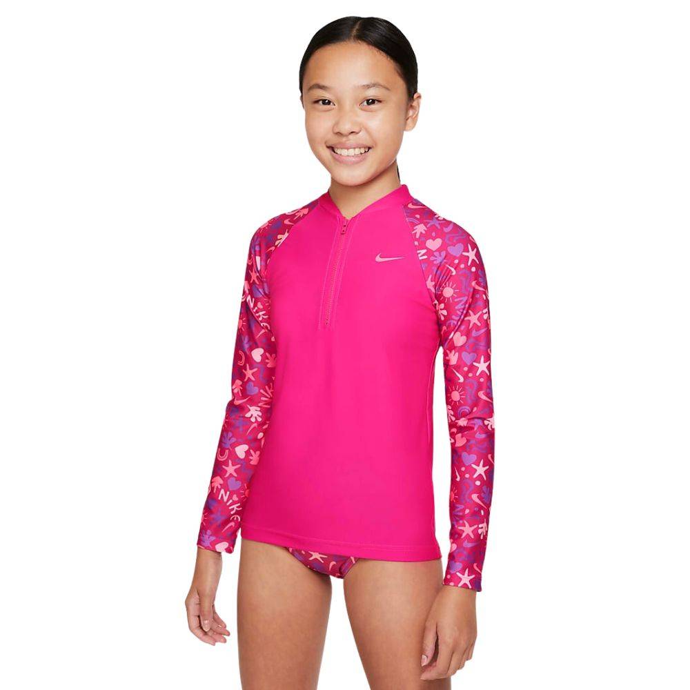 NIKE GIRLS FUN FOREST LONG-SLEEVE ZIP HYDROGUARD