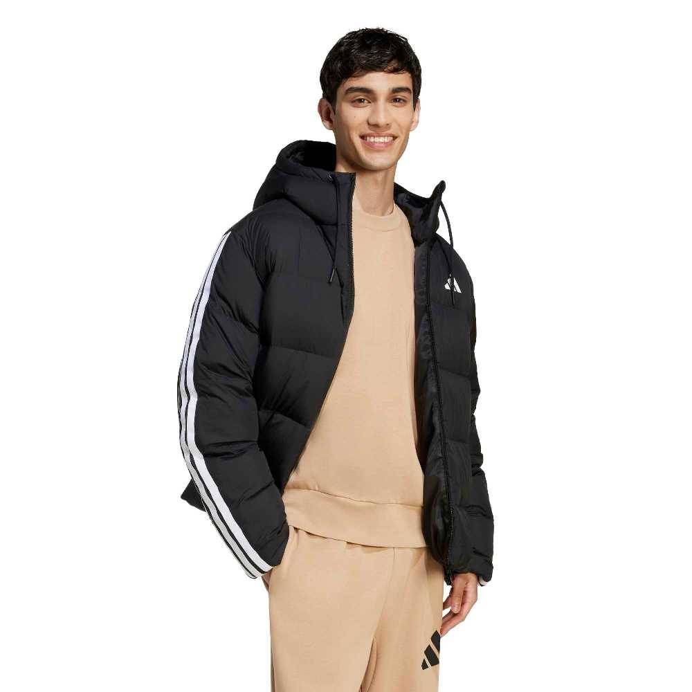 ADIDAS M ESSENTIALS CLIMAWARM 3 STRIPES PUFFER DOWN HOODED JACKETS